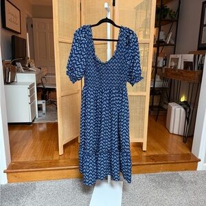 Hill House Louisa Nap Dress in Posy Navy Crepe